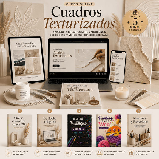 Pack Completo: Cuadros Texturizados Desde Cero (Clases en Video + Recursos Extras)
